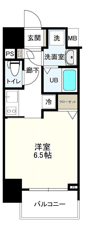 レオンコンフォート上本町(1K/9階)の間取り写真