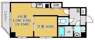 LA VITA(1LDK/4階)の間取り写真