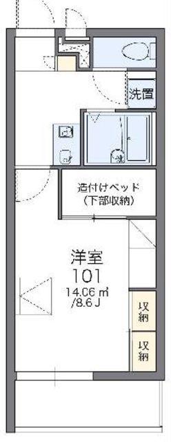 レオパレスメイプルヒルズ(1K/1階)の間取り写真