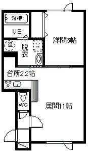 TIARAII(1LDK/1階)の間取り写真