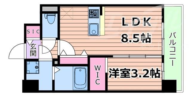 エスリードレジデンス ザ・グラン都島ノア(1LDK/12階)の間取り写真
