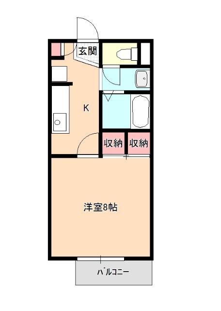 エスポワールハヤシB(1K/1階)の間取り写真