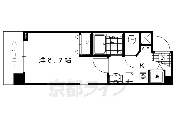 APEX京都御所北I(1K/1階)の間取り写真