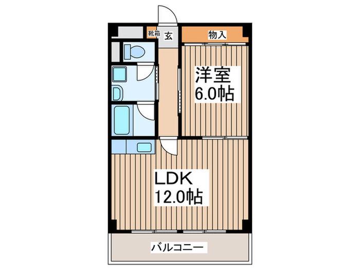 グリーンハイム(1LDK/3階)の間取り写真