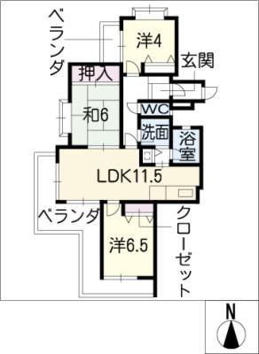 グローリアスヒルズ八事401号(3LDK/3階)の間取り写真