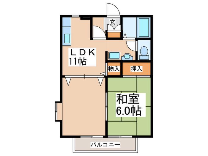 フローラA(1LDK/2階)の間取り写真