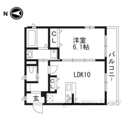 ラシーネフィーユ(1LDK/1階)の間取り写真