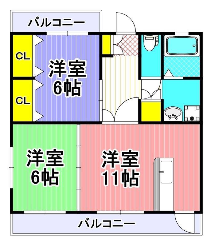ライフパークA棟(2LDK/2階)の間取り写真