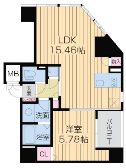 フォレステージュ西本町(1LDK/15階)の間取り写真