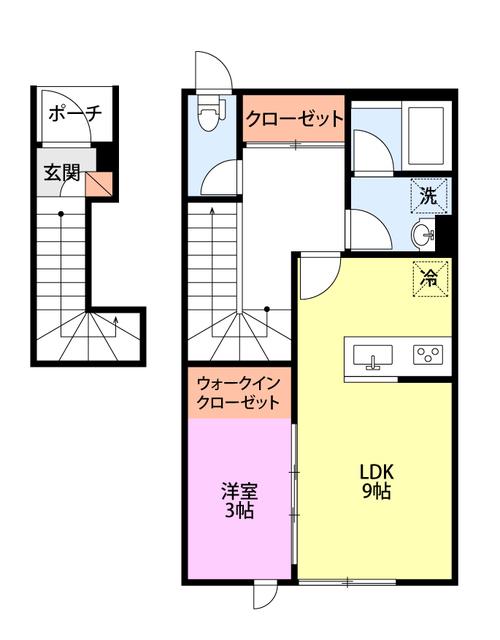 CIEL TERAO(1LDK/2階)の間取り写真