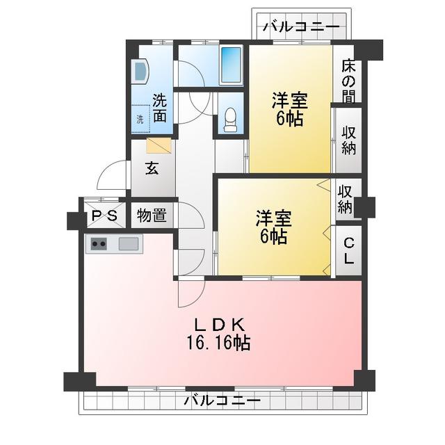 ソラリス(2LDK/1階)の間取り写真