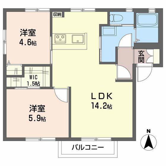 ヤマトハイツIIC(2LDK/2階)の間取り写真