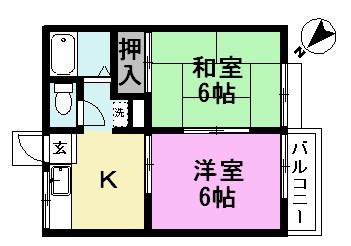 プレインコーポAMK(2K/2階)の間取り写真