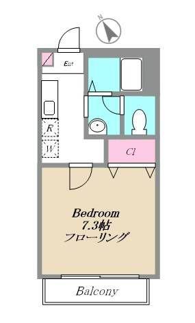 ソレイユ東山(1K/1階)の間取り写真