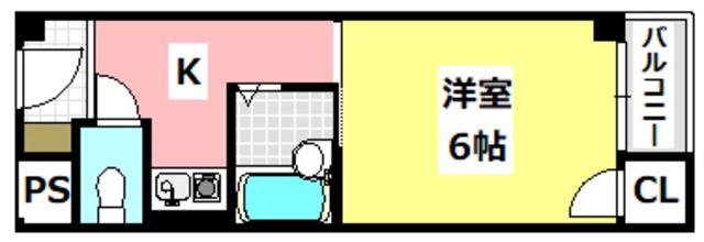 ホワイティ18(1K/2階)の間取り写真