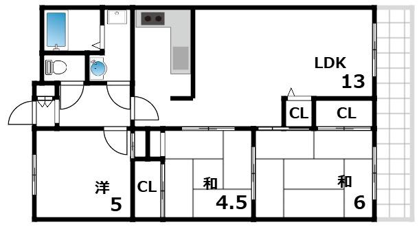 ラフォーレ夙川(3LDK/2階)の間取り写真