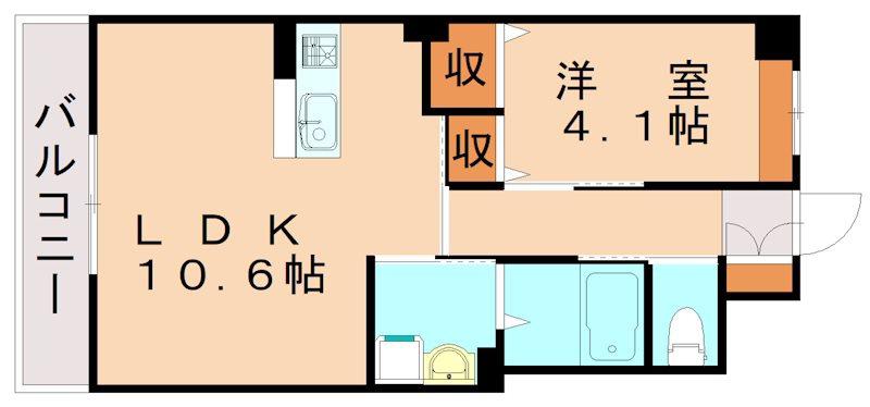 BLUE COSMO(1LDK/2階)の間取り写真