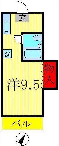 スカイハイツ(ワンルーム/2階)の間取り写真