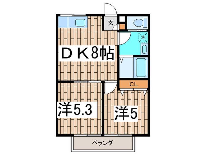 由比ガ浜コートハウス(2DK/2階)の間取り写真