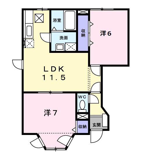 アン・プレーヌB(2LDK/1階)の間取り写真