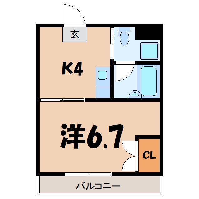 宮町第2ビル(1K/2階)の間取り写真