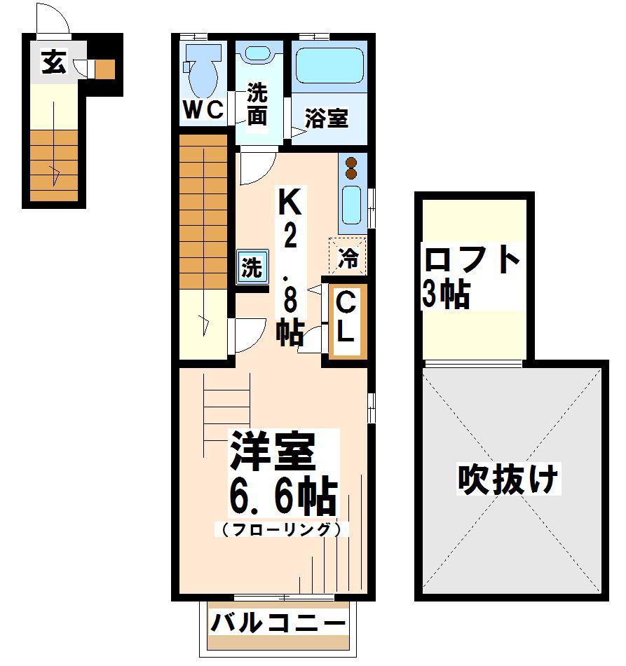 ピュアハウス(1K/2階)の間取り写真