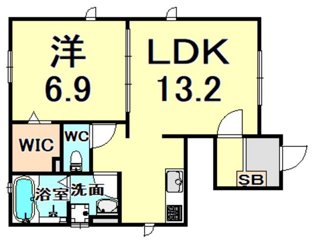 フルール(1LDK/1階)の間取り写真