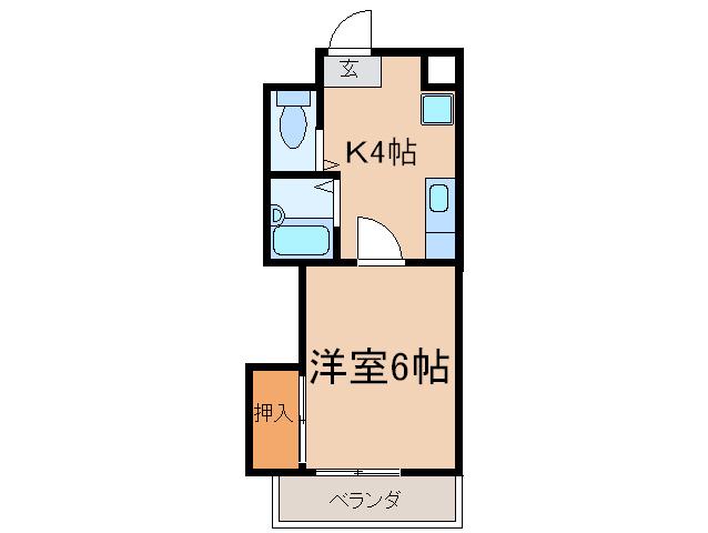 ハイライフ浜江(1K/2階)の間取り写真
