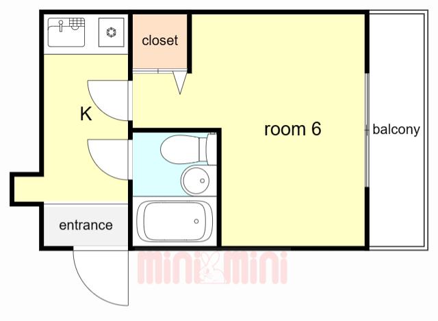 ロジェマンション(1K/4階)の間取り写真