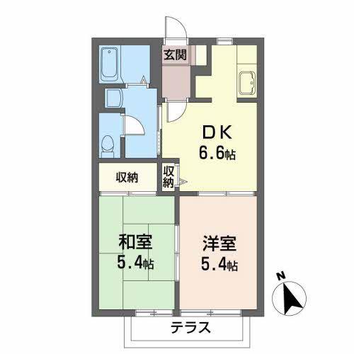 リバーサイドみなみ(2DK/1階)の間取り写真