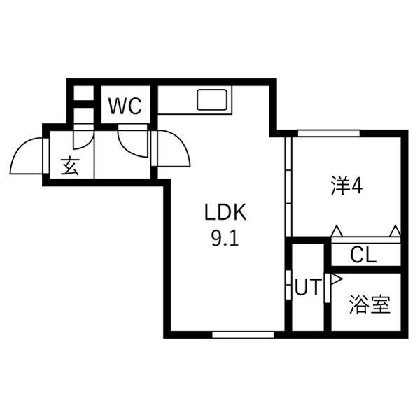 栄通17丁目MS(1LDK/1階)の間取り写真