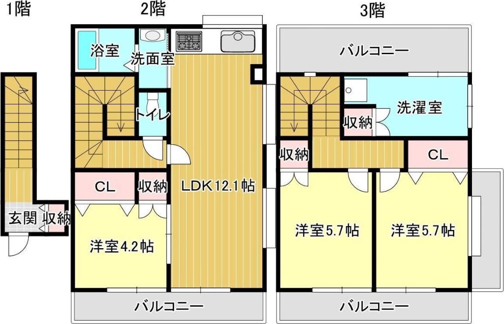 ハイツアドバンス(3LDK/2階)の間取り写真