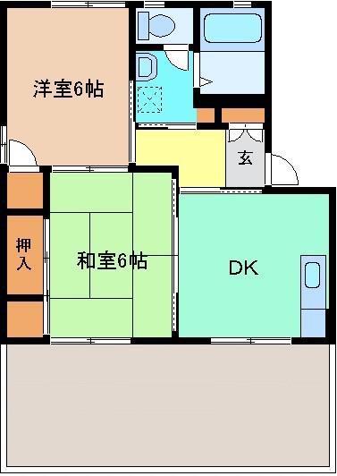 セロウタウン A棟(2DK/1階)の間取り写真