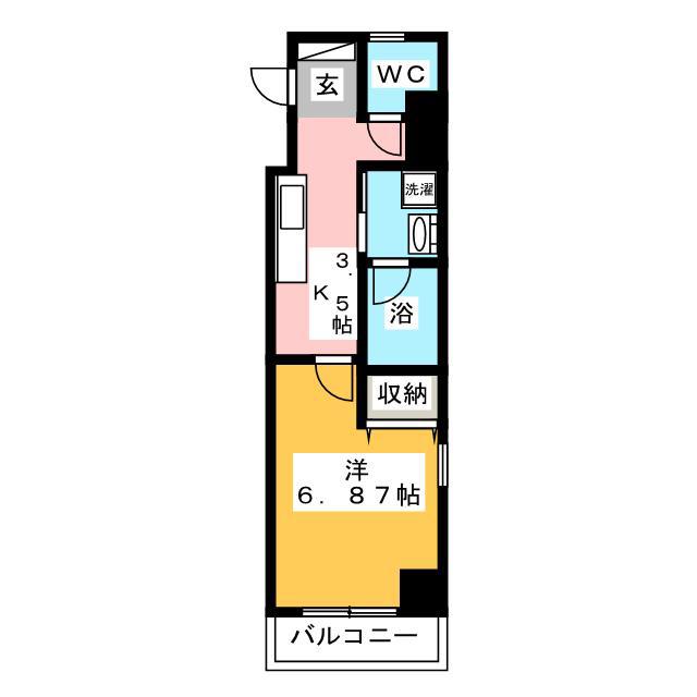 KSスクエア横浜(1K/2階)の間取り写真