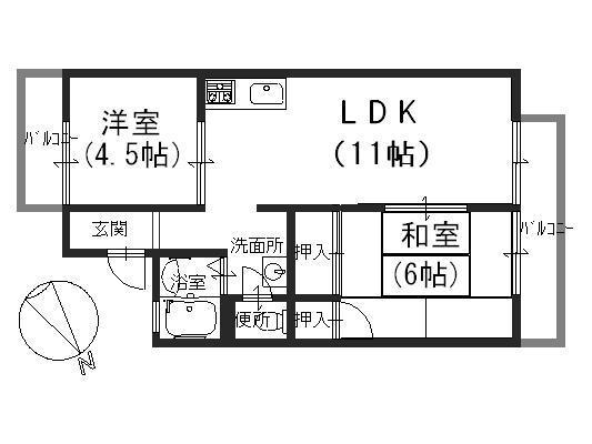 セジュールの里橋本(2LDK/1階)の間取り写真
