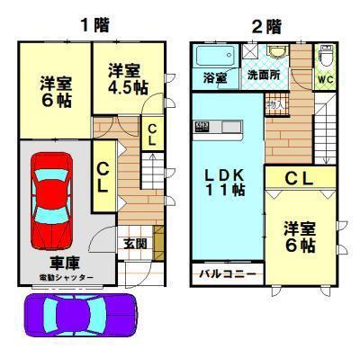 モンテスタイル空港通II(3LDK/1階)の間取り写真