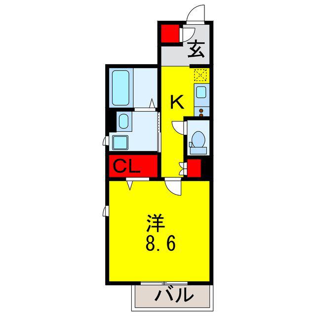 ビューノ陽光(1K/2階)の間取り写真