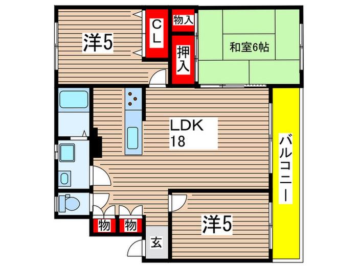 葛城マンション(3LDK/2階)の間取り写真