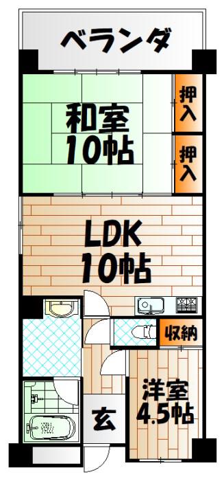 プレアール古船場町(2LDK/4階)の間取り写真