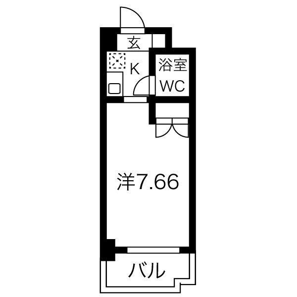 ブロンズ森島(1K/4階)の間取り写真