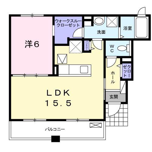 ミラモ ユート(1LDK/1階)の間取り写真