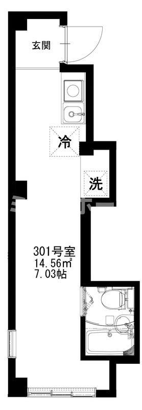 トライシブ品川(ワンルーム/3階)の間取り写真