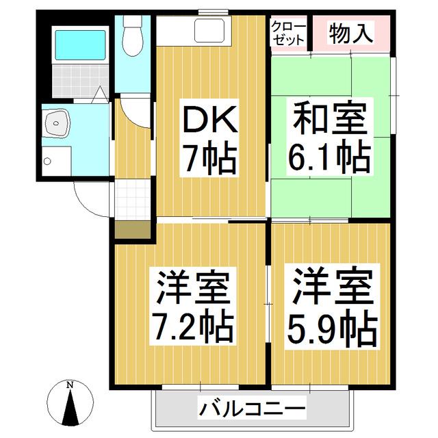 バリュージュヤマト(3DK/1階)の間取り写真