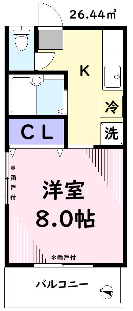 ベルハイム向原(1K/2階)の間取り写真