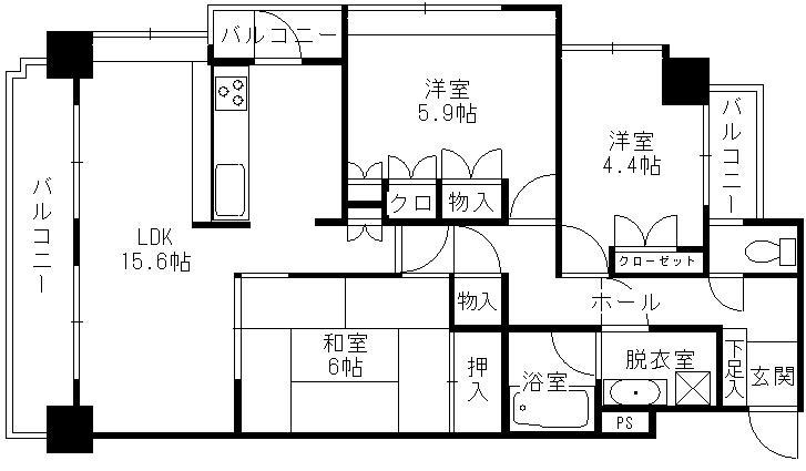 南福岡パークホームズ(3LDK/13階)の間取り写真