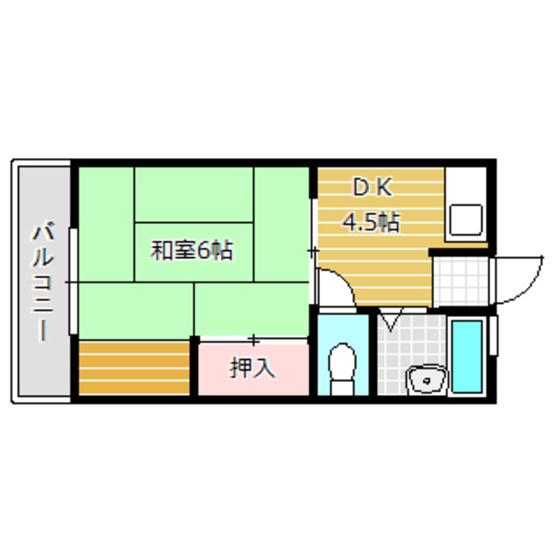 シャトー川合(1DK/3階)の間取り写真