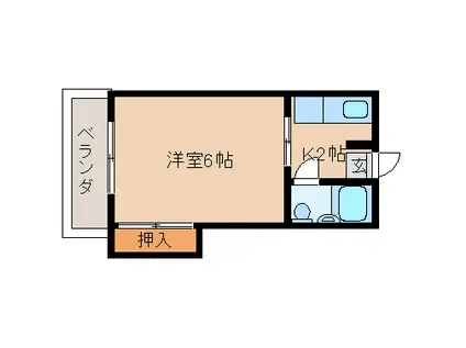 南ハイム(1K/1階)の間取り写真