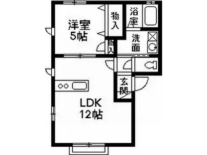 シャーメゾン ルーベラA(1LDK/1階)の間取り写真
