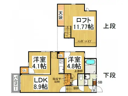 CB博多カルネ1(2SLDK/1階)の間取り写真