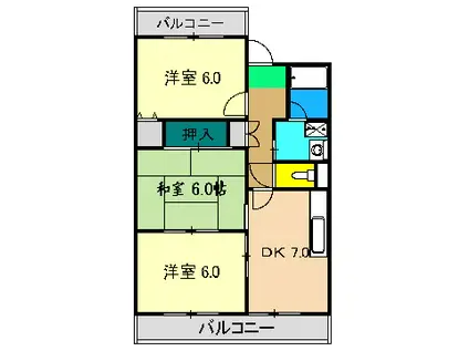 山崎ハイツ(3DK/3階)の間取り写真